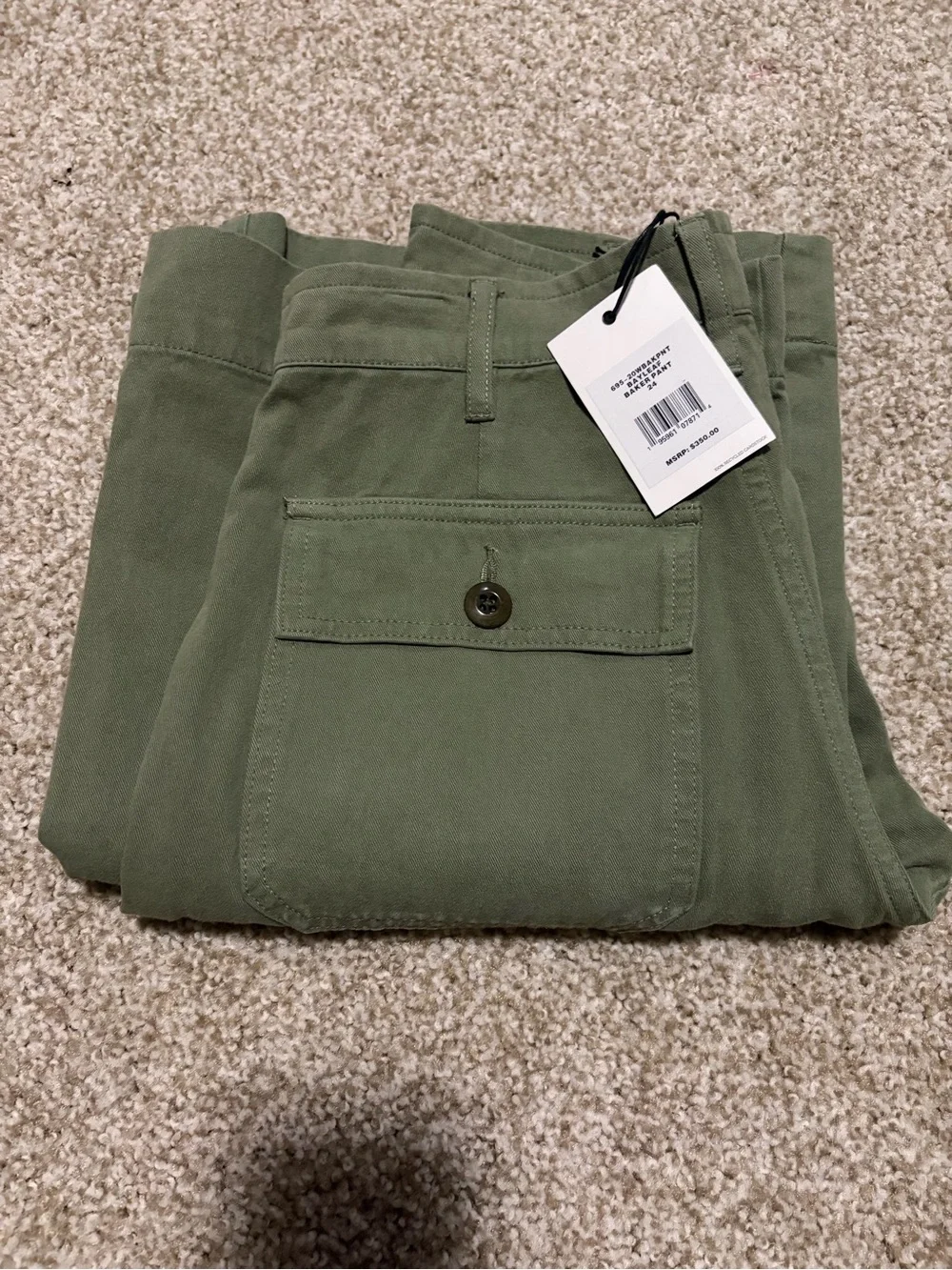 NWT RE/DONE Baker Pant Bayleaf Green Utility Wide Leg Size 24 MSRP $350 - Picture 3 of 6